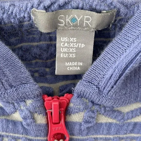SKYR Full Zip Sweater Jacket Size XS Hooded Knit Print Periwinkle Purple - Picture 4 of 6